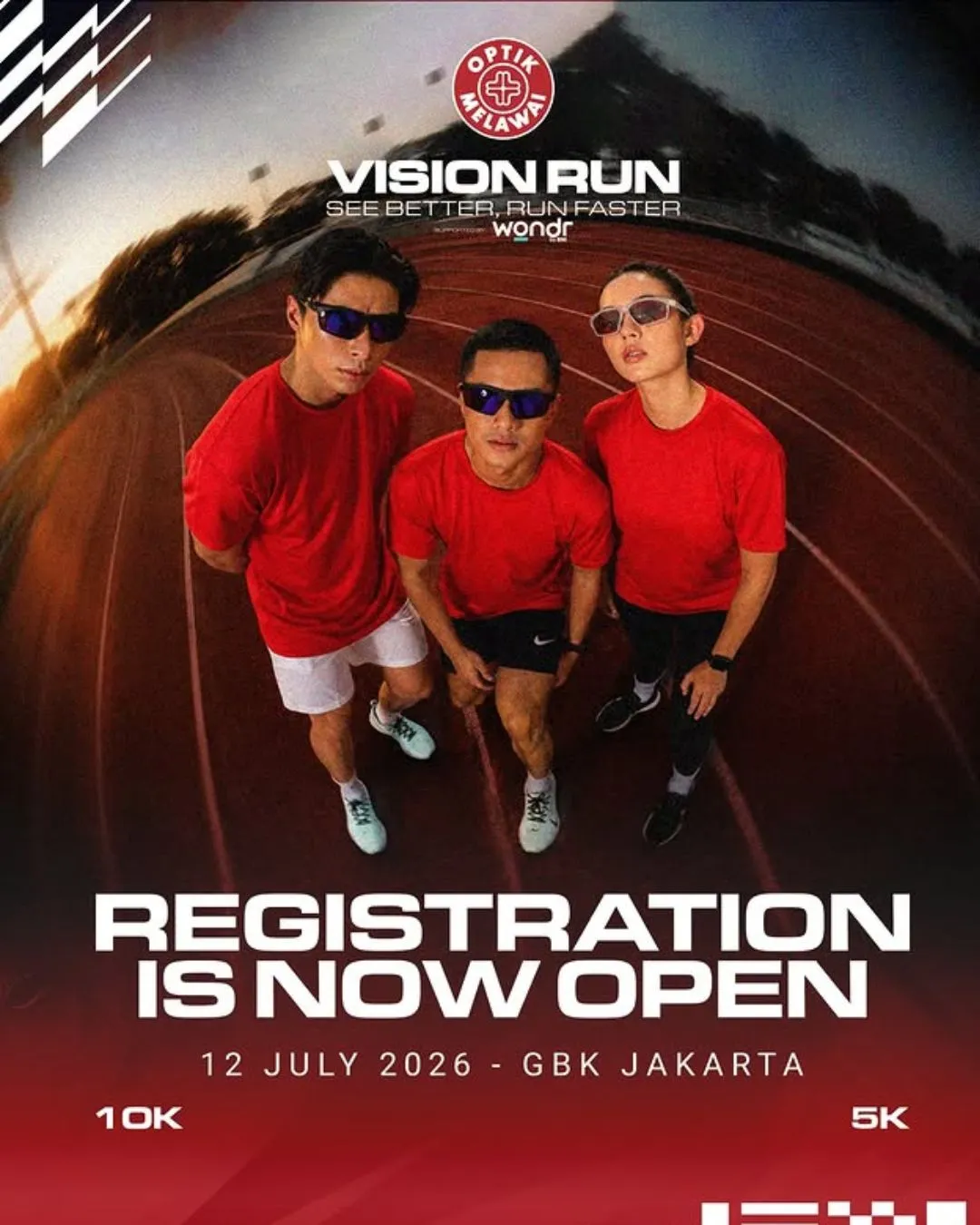 Poster event Optik Melawai Vision Run 2026 di Jakarta Pusat pada Minggu, 12 Jul 2026