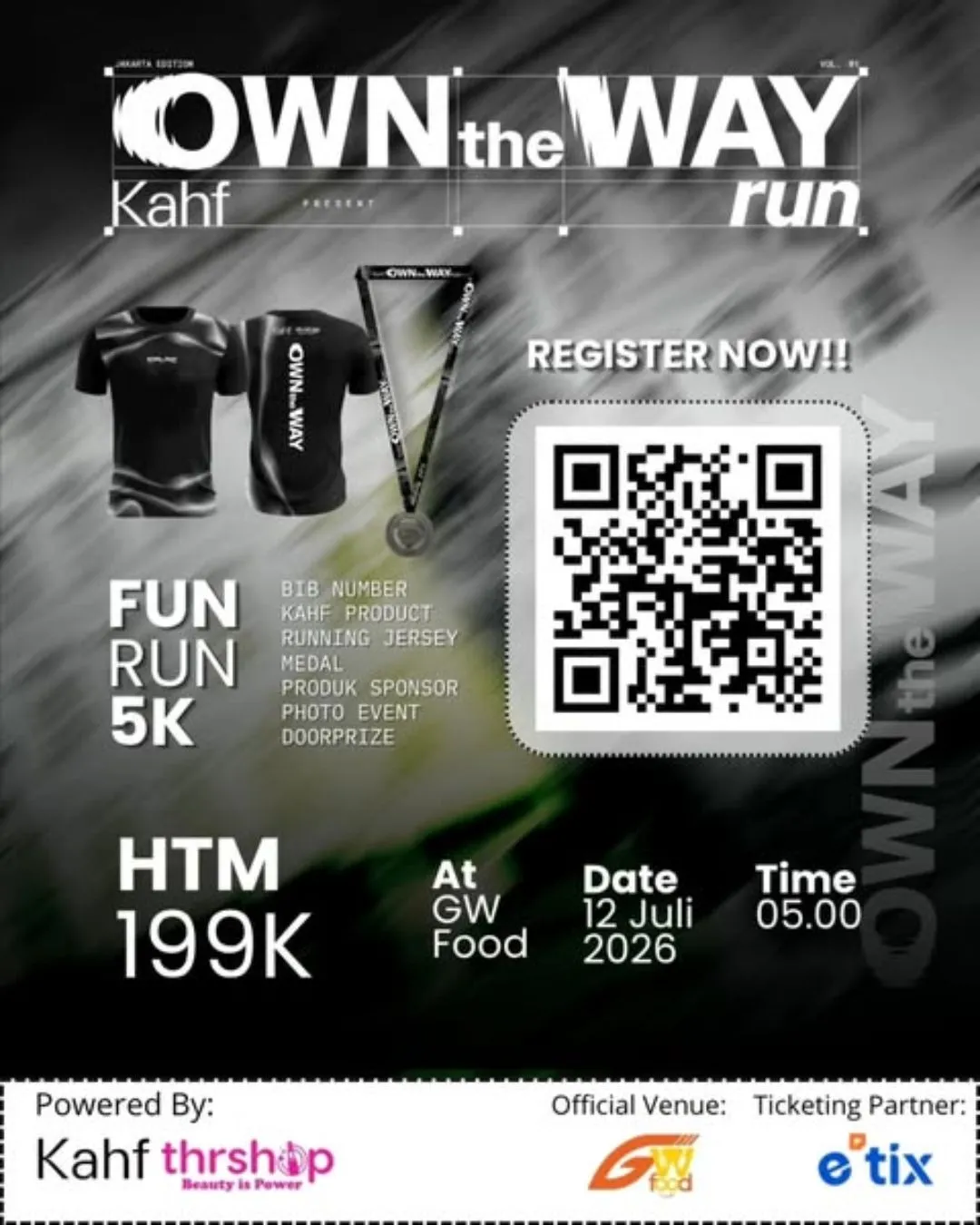 Poster event Own The Way Run 2026 di Bekasi pada Minggu, 12 Jul 2026