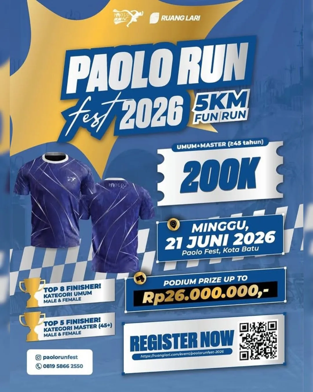 Poster event Paolo Run Fest 2026 di Batu pada Minggu, 21 Jun 2026