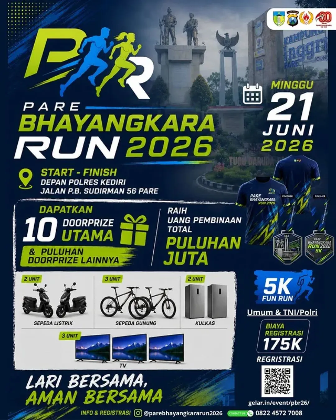 Poster event Pare Bhayangkara Run 2026 di Kediri pada Minggu, 21 Jun 2026