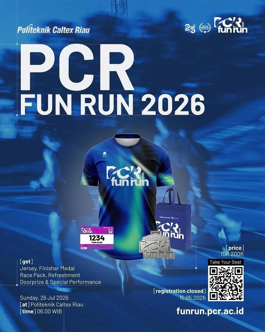Poster event PCR Fun Run 2026 di Pekanbaru pada Minggu, 26 Jul 2026