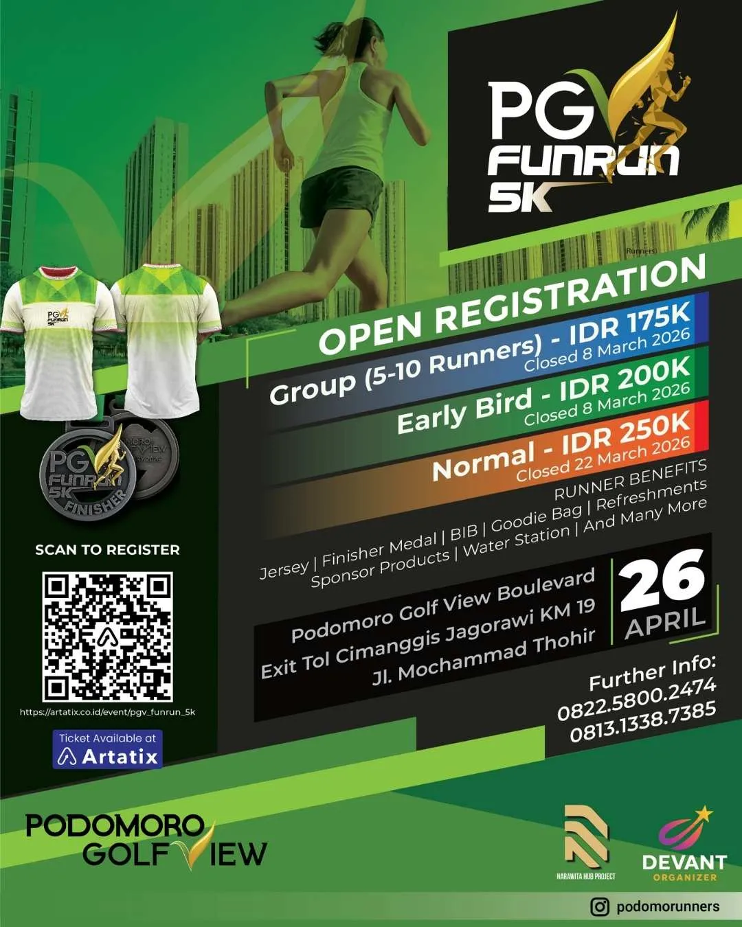Poster event PGV FUN RUN 5K 2026 di Bogor pada Minggu, 26 Apr 2026