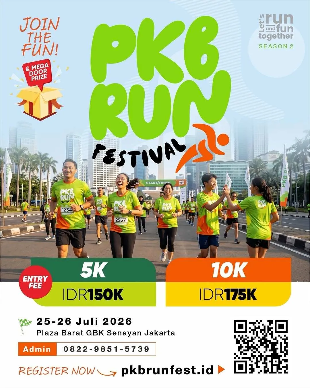 Poster event PKB RUN Festival 2026 di Jakarta Pusat pada Minggu, 26 Jul 2026