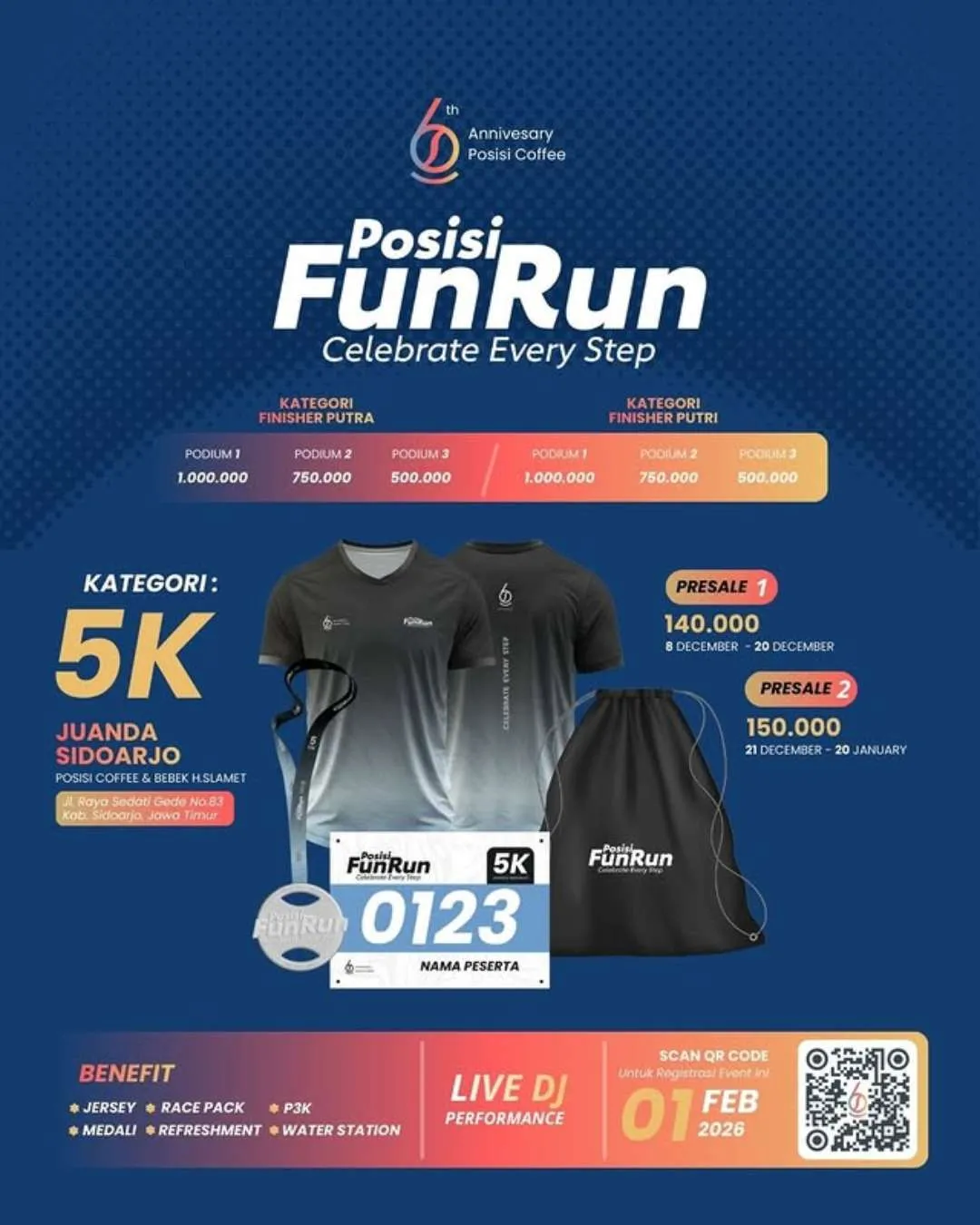 Poster event Posisi Fun Run 2026 di Sidoarjo pada Minggu, 1 Feb 2026