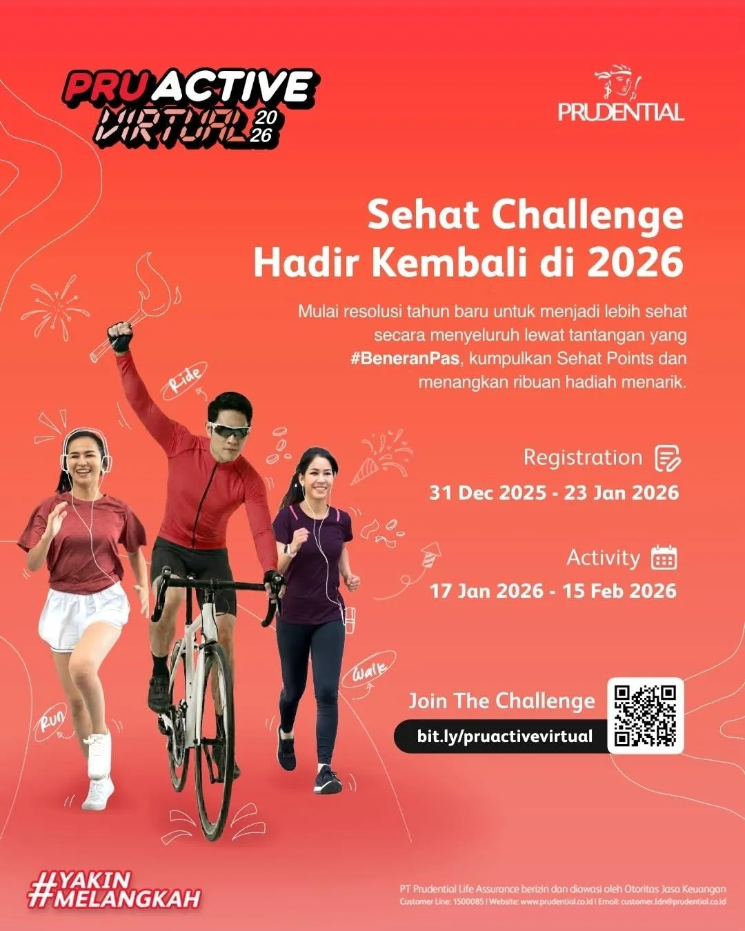 Poster event virtual PRUActive Virtual 2026: Sehat Challenge - JadwalLari.id