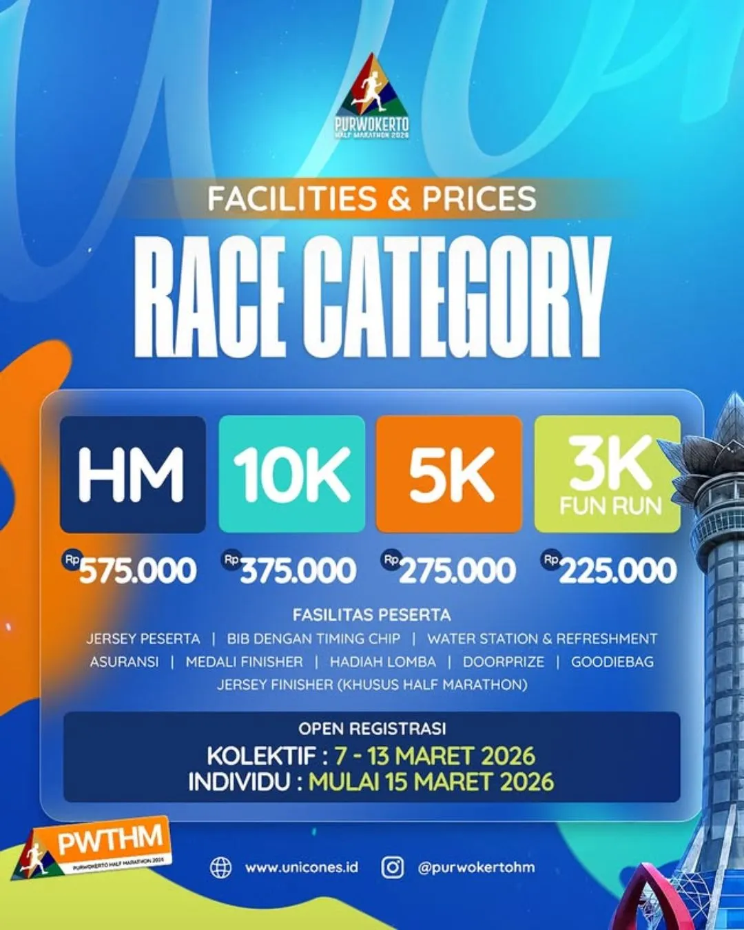 Poster event Purwokerto Half Marathon 2026 di Purwokerto pada Minggu, 17 Mei 2026