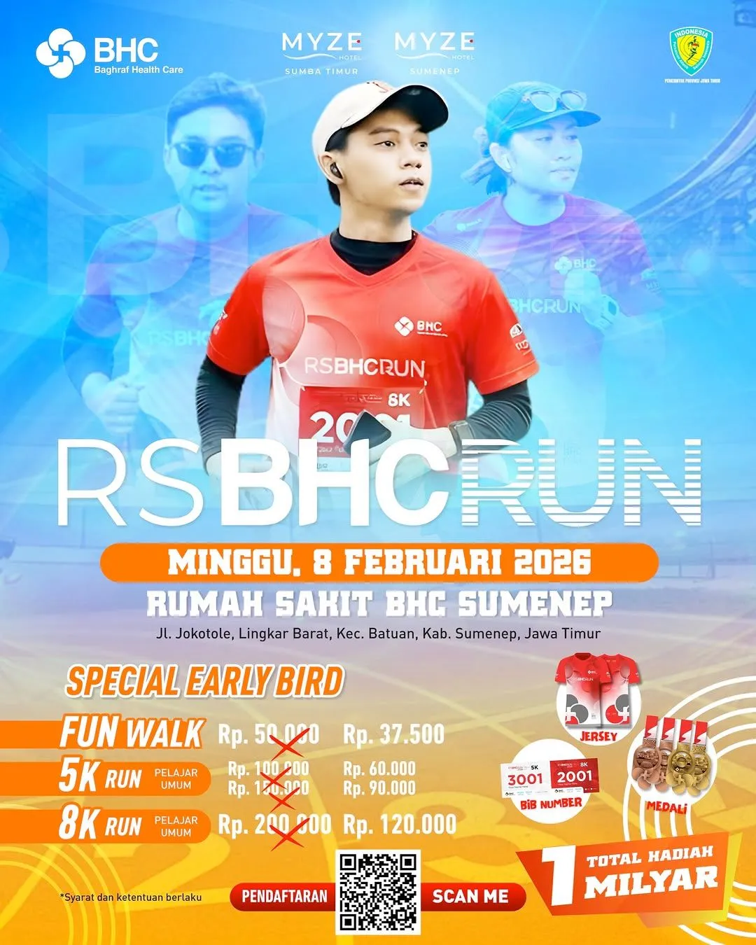 Poster event RSBHC Run 2026 di Sumenep pada Minggu, 8 Feb 2026