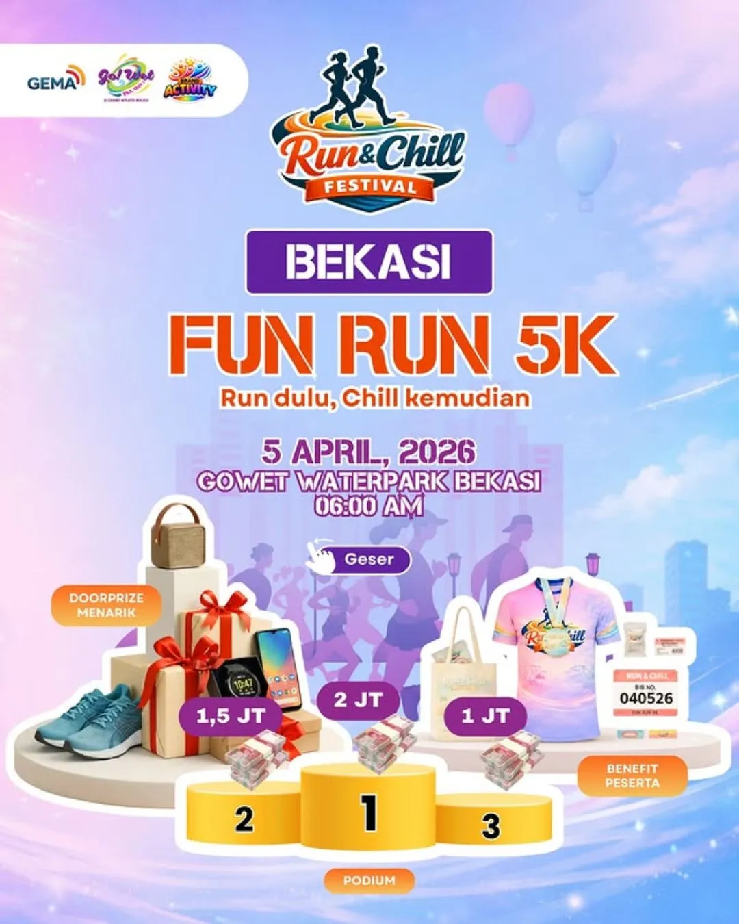 Poster event Run & Chill Festival 2026 di Bekasi pada Minggu, 5 Apr 2026