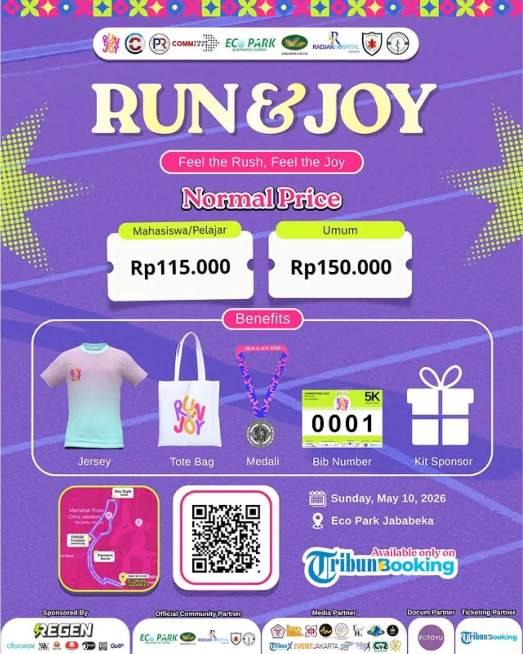 Poster event RUN & JOY 2026 di Bekasi pada Minggu, 10 Mei 2026