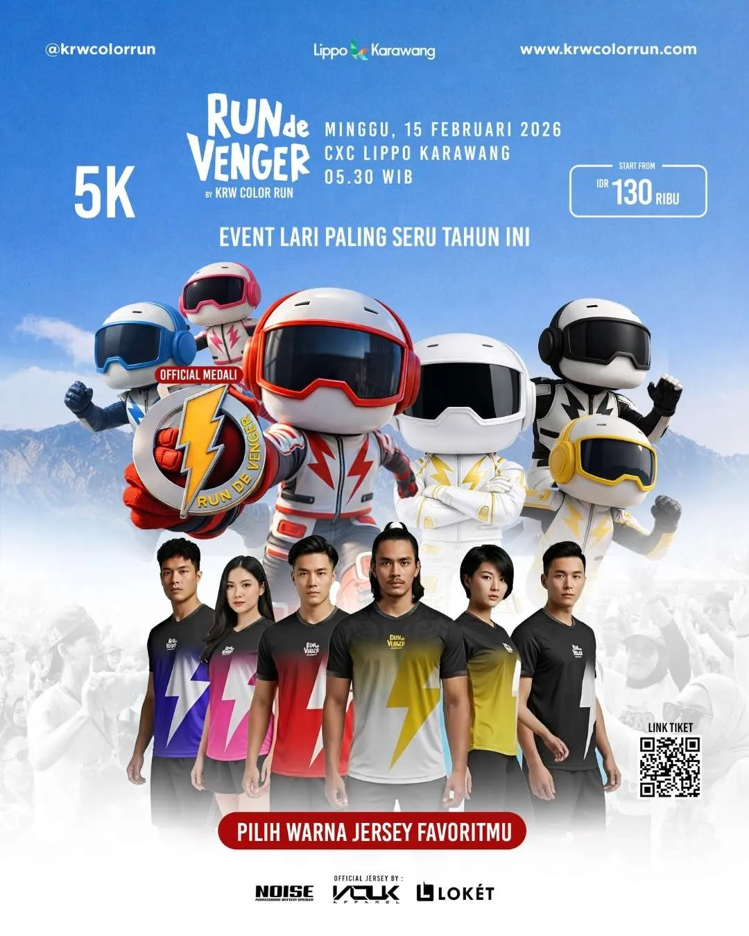 Poster event Run De Venger 2026 di Karawang pada Minggu, 15 Feb 2026
