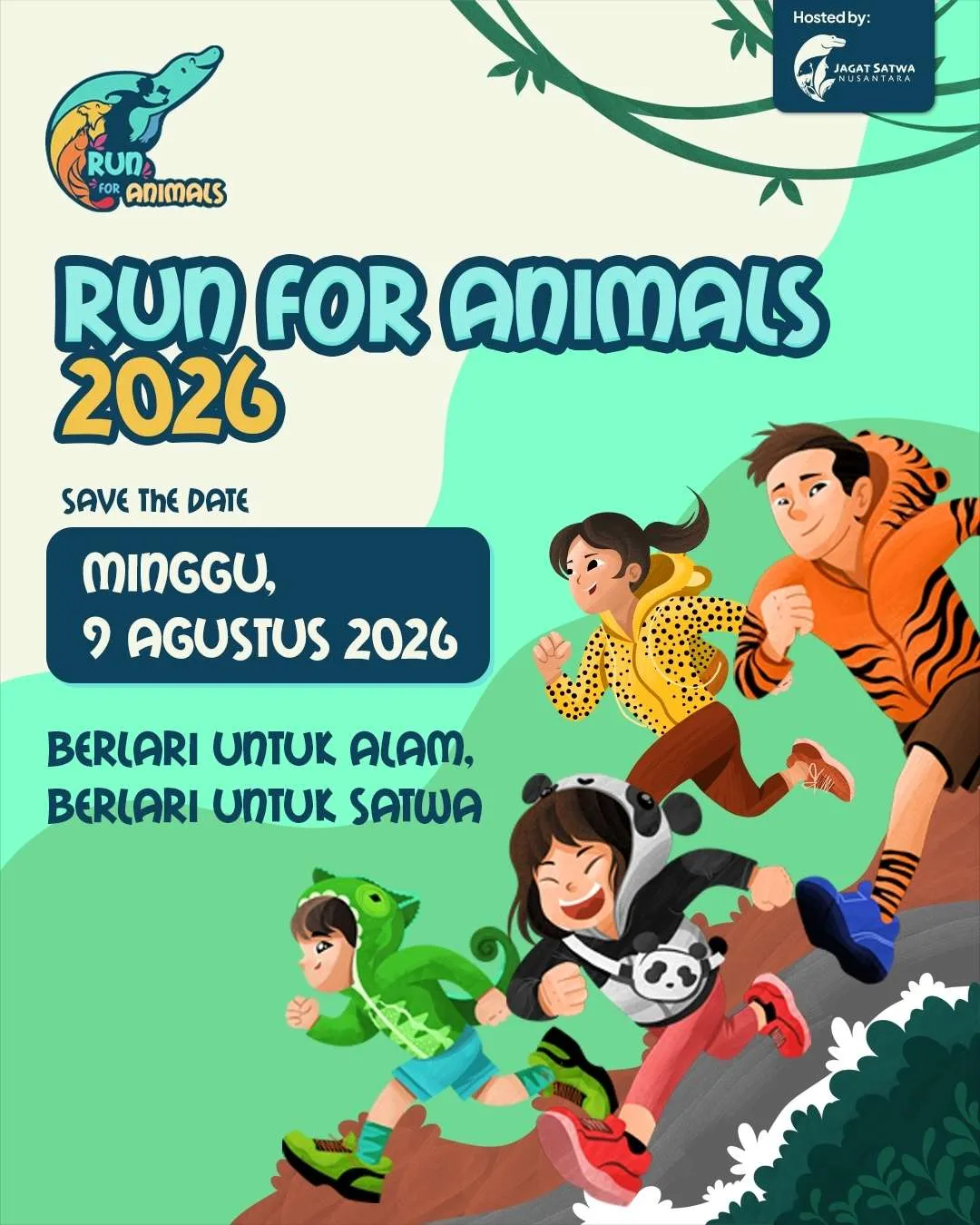 Poster event Run For Animals 2026 di Jakarta Timur pada Minggu, 9 Agu 2026
