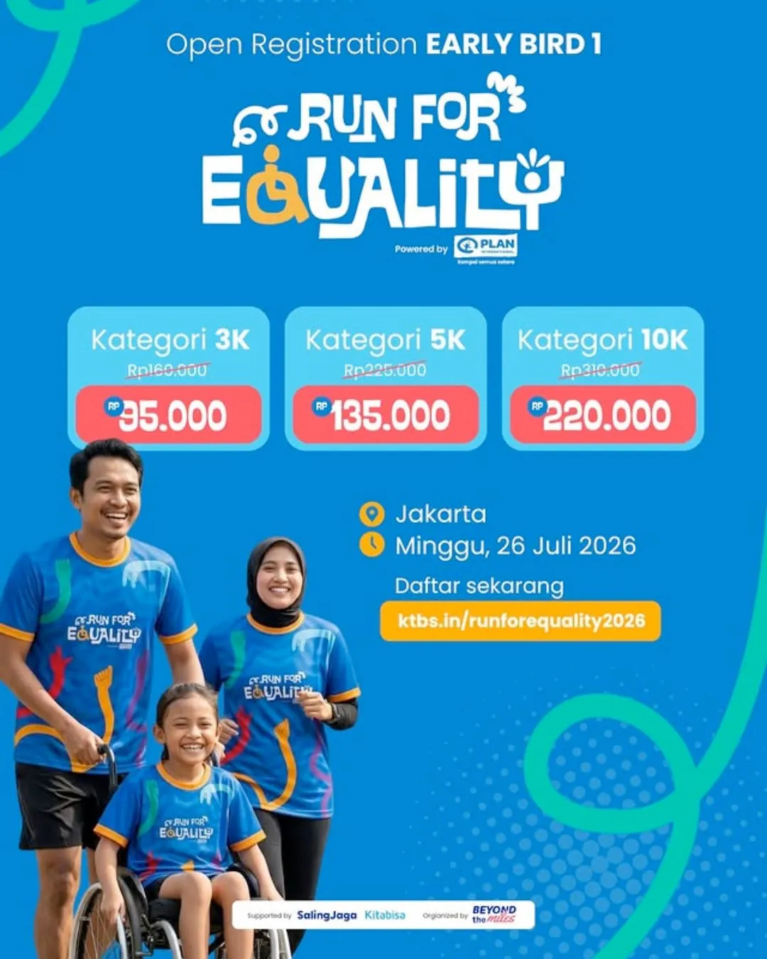 Poster event Run For Equality 2026 di Jakarta Pusat pada Minggu, 26 Jul 2026