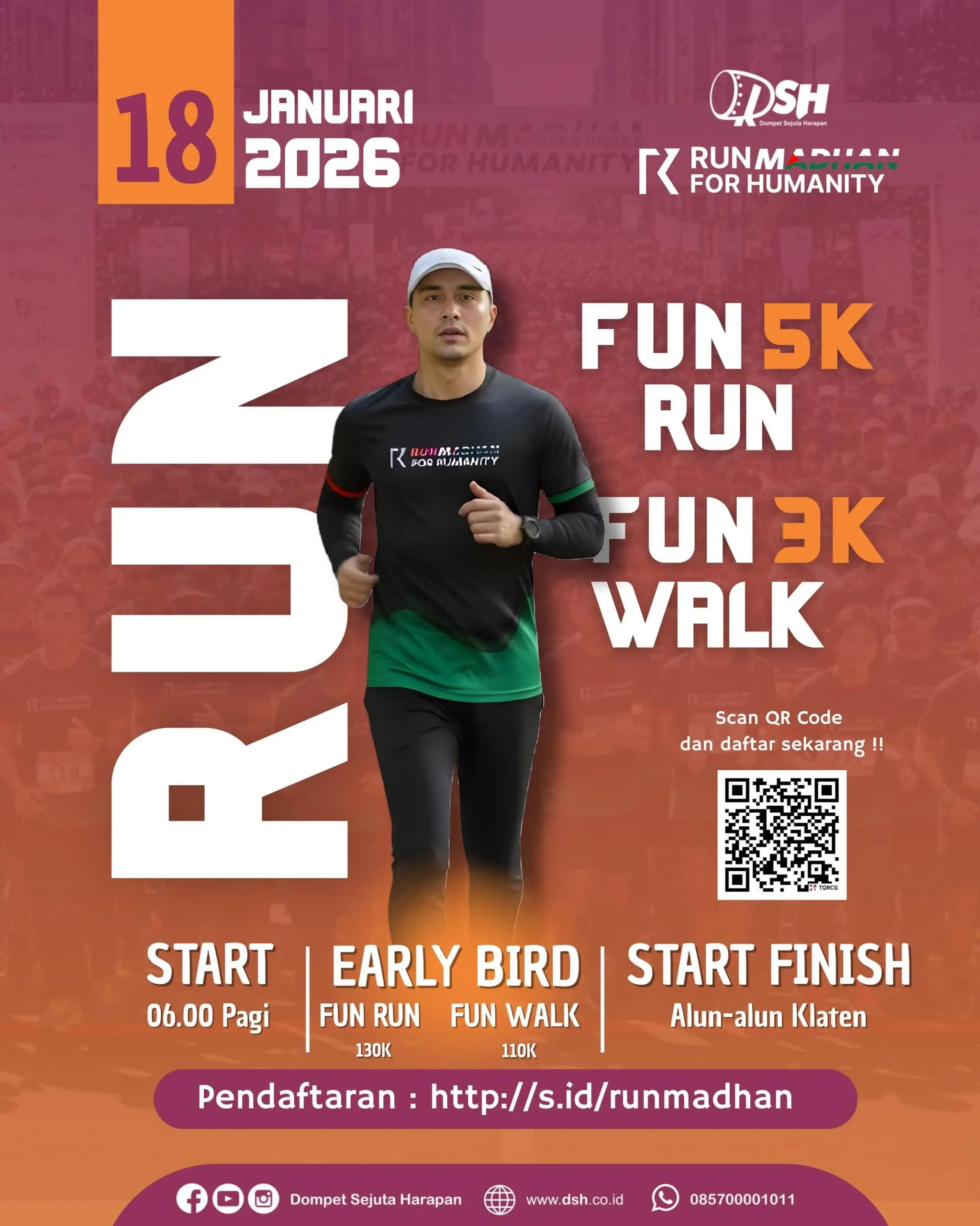 Poster event RunMadhan For Humanity 2026 di Klaten pada Minggu, 18 Jan 2026