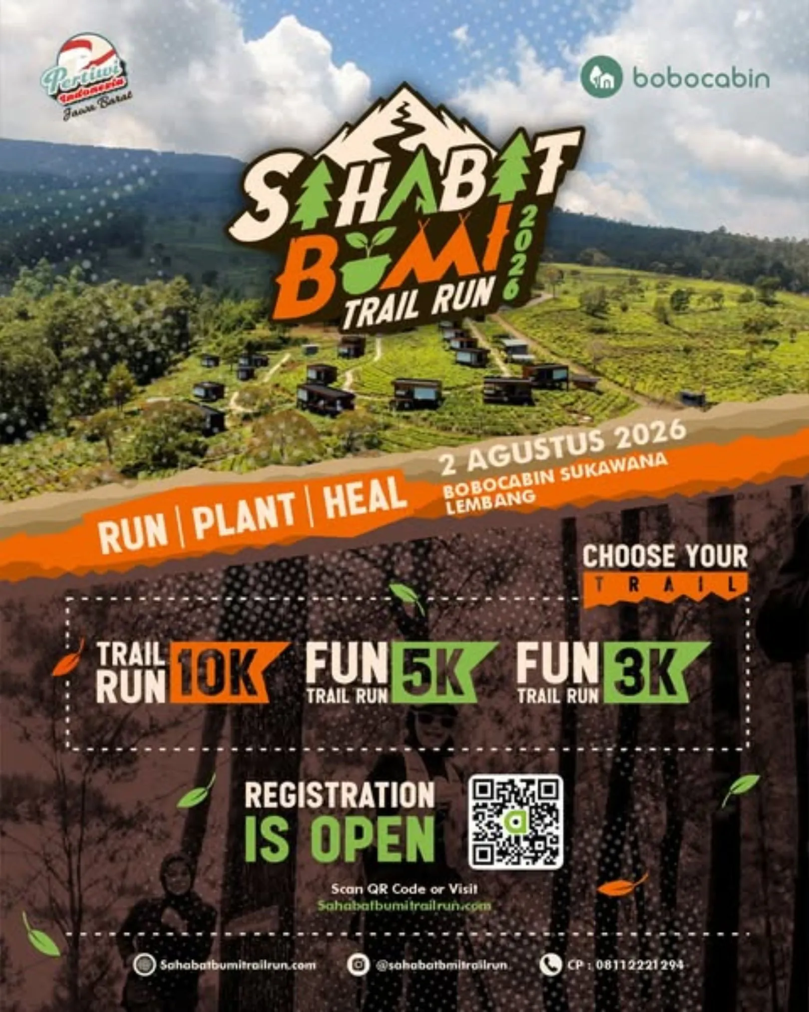 Poster event Sahabat Bumi Trail Run 2026 di Bandung Barat pada Minggu, 2 Agu 2026