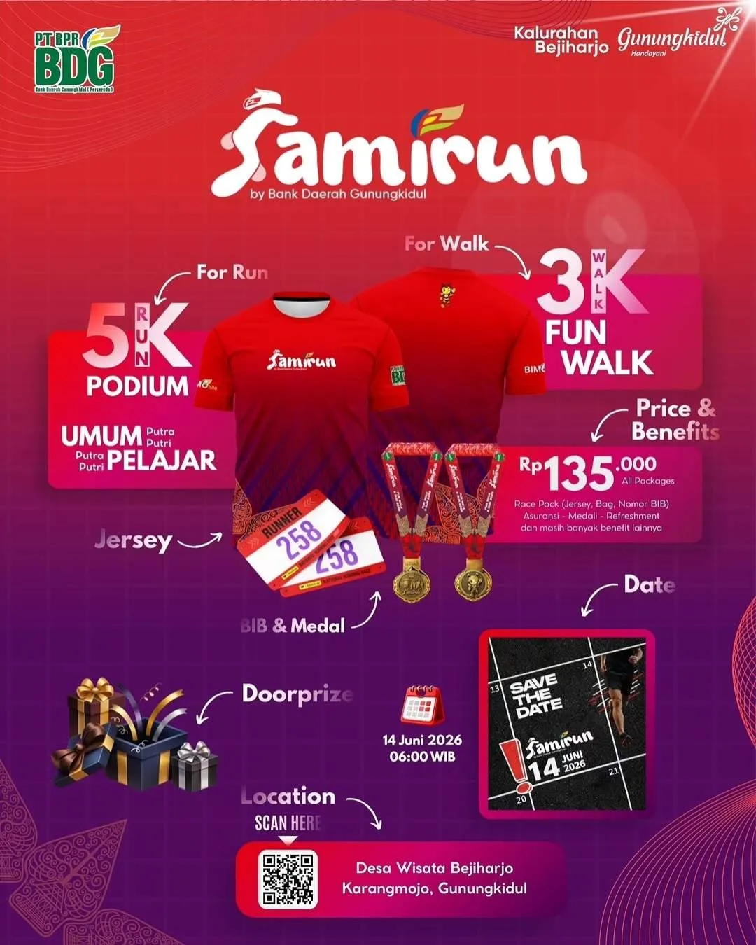 Poster event SamiRun 2026 di Gunungkidul pada Minggu, 14 Jun 2026