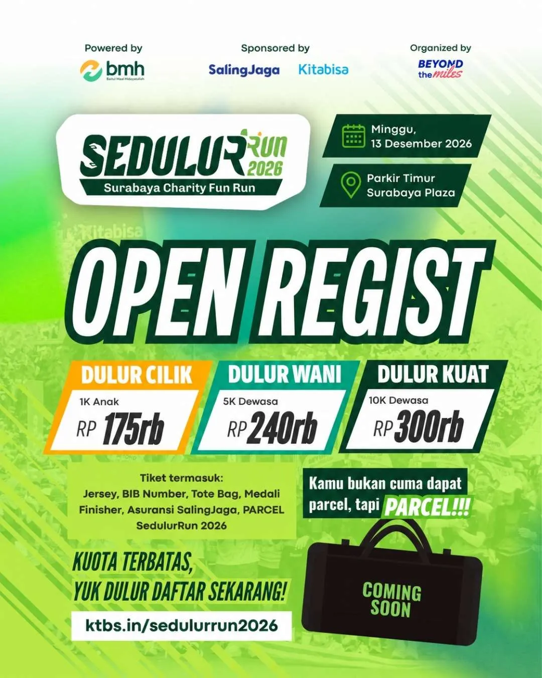 Poster event SedulurRun 2026 di Surabaya pada Minggu, 13 Des 2026