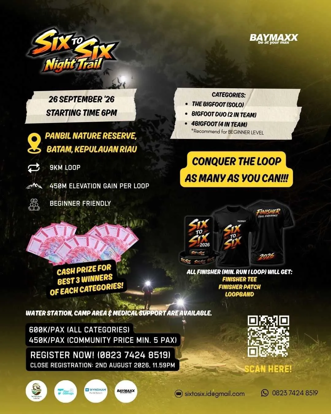 Poster event Six to Six Night Trail Endurance 2026 di Batam pada Minggu, 27 Sep 2026