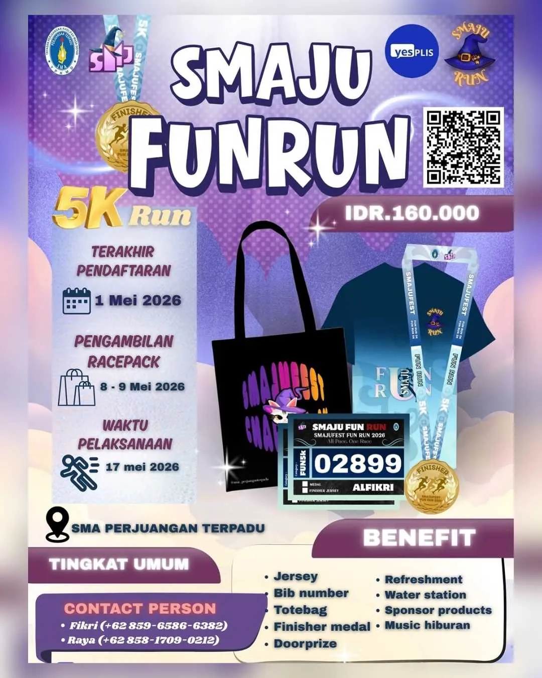 Poster event SMAJU Fun Run 2026 di Depok pada Minggu, 17 Mei 2026