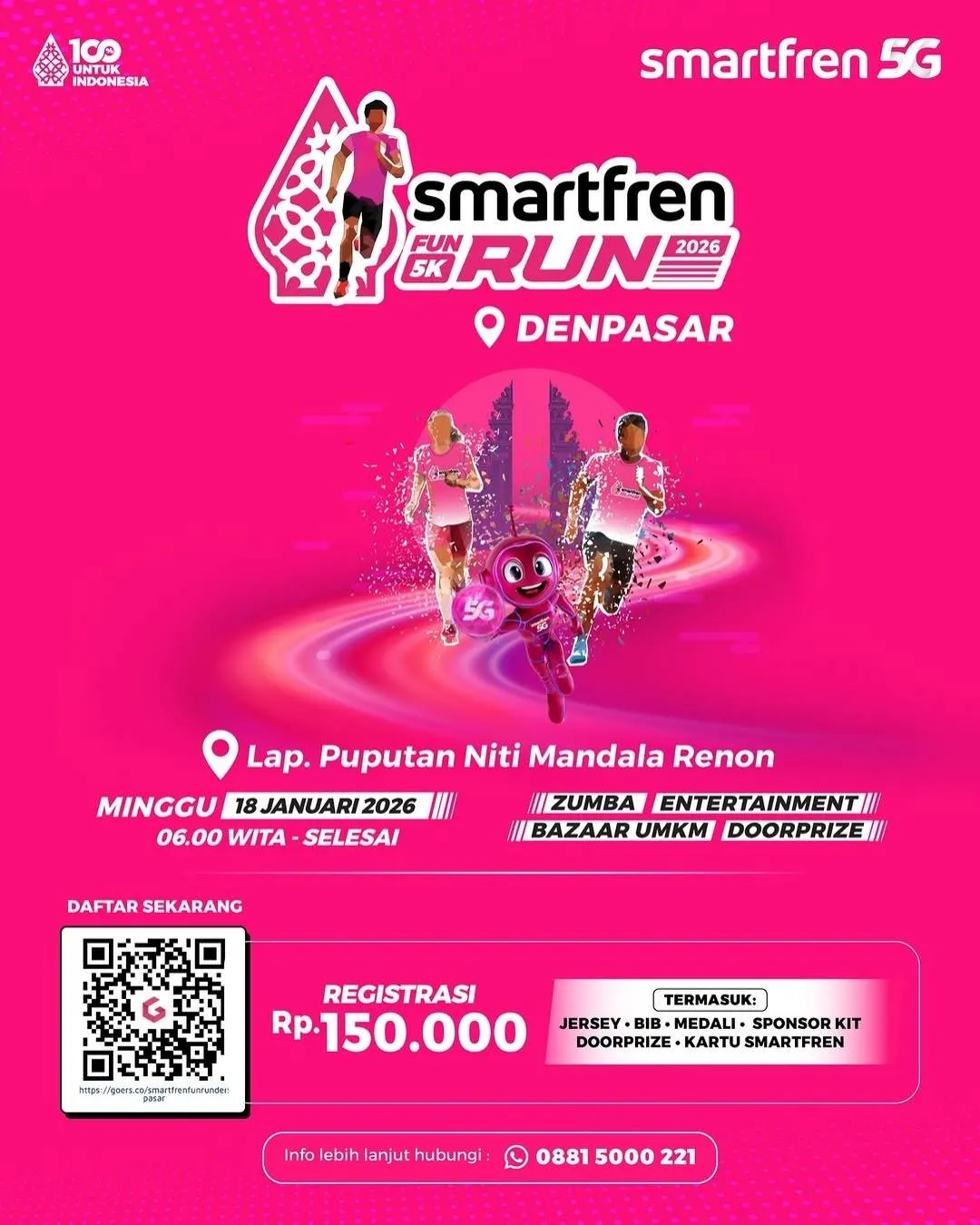 Poster event Smartfren Fun Run 2026 Denpasar di Denpasar pada Minggu, 18 Jan 2026