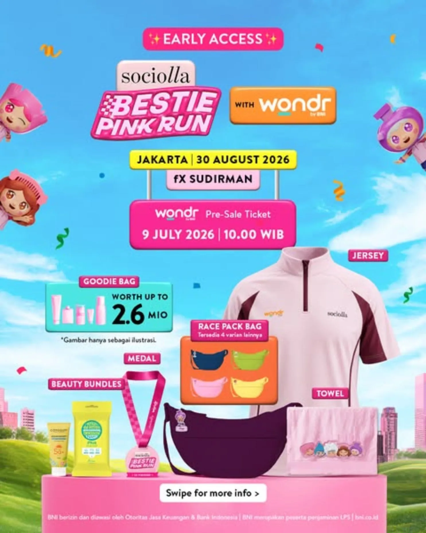 Poster event Sociolla Bestie Pink Run Jakarta di DKI Jakarta pada Minggu, 30 Agu 2026