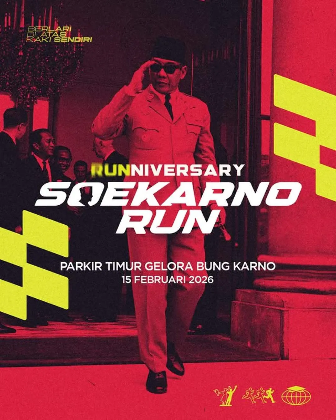 Poster event Soekarno Run Runniversary 2026 di Jakarta Pusat pada Minggu, 15 Feb 2026