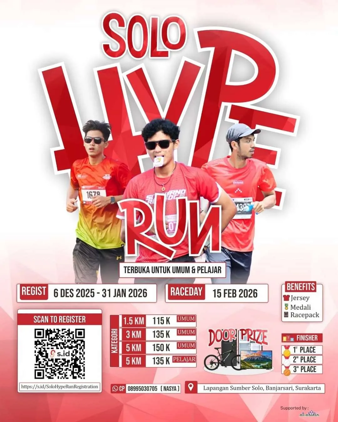 Poster event Solo Hype Run 2026 di Surakarta pada Minggu, 15 Feb 2026