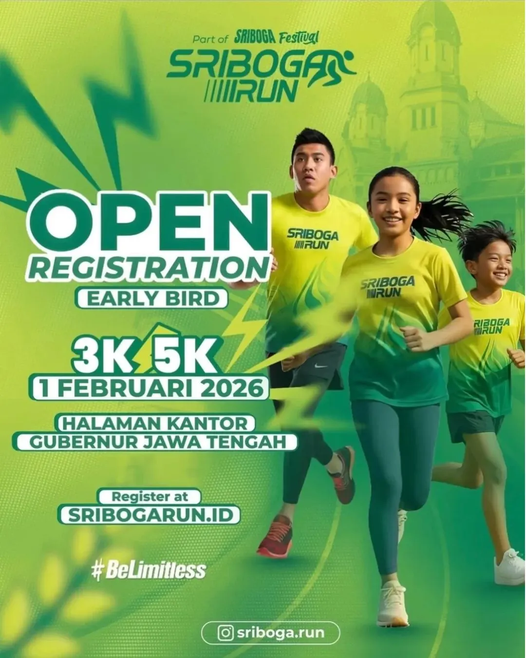 Poster event Sriboga Run 2026 di Semarang pada Minggu, 1 Feb 2026