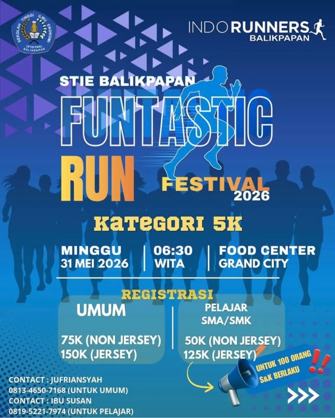 Poster event STIE Balikpapan Funtastic Run Festival 2026 di Balikpapan pada Minggu, 31 Mei 2026