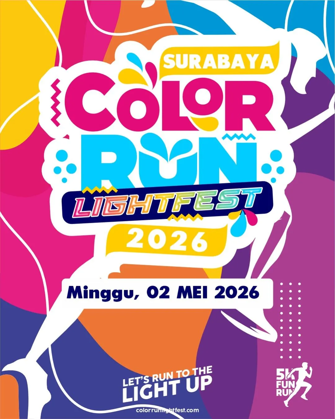 Poster event Surabaya Color Run Lightfest 2026 di Surabaya pada Sabtu, 2 Mei 2026