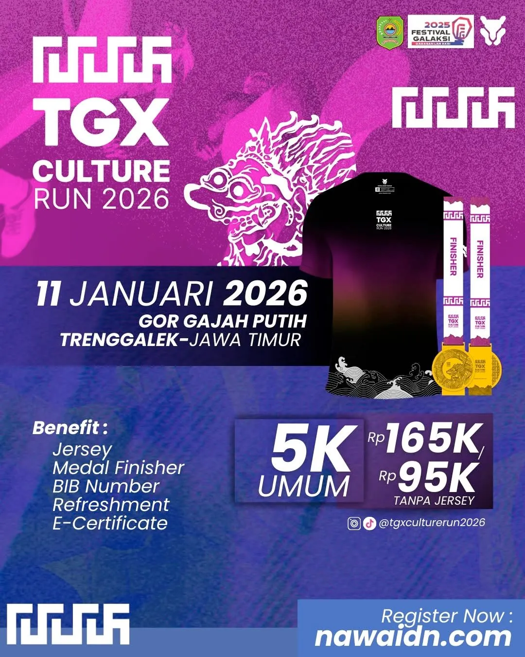 Poster event TGX CULTURE RUN 2026 di Trenggalek pada Minggu, 11 Jan 2026