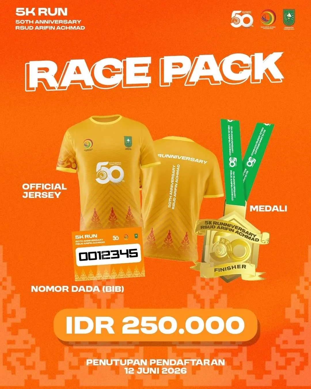 Poster event The RSUD Arifin Achmad 5K Runniversary di Pekanbaru pada Minggu, 5 Jul 2026