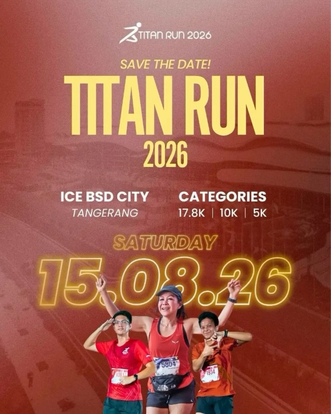 Poster event Titan Run 2026 di Tangerang pada Sabtu, 15 Agu 2026