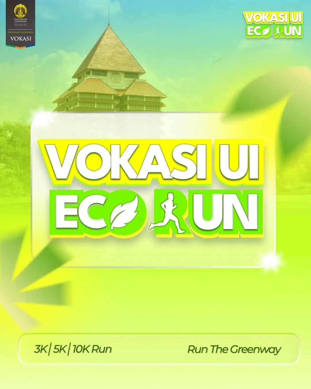 Poster event Vokasi UI Eco Run 2026 di Depok pada Minggu, 5 Apr 2026