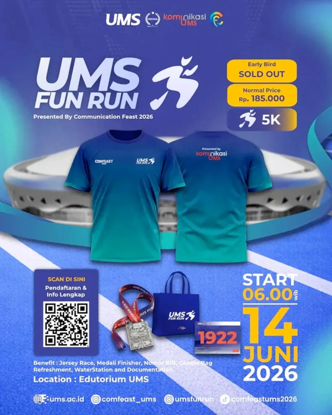 Poster event UMS Fun Run 2026 di Surakarta pada Minggu, 14 Jun 2026