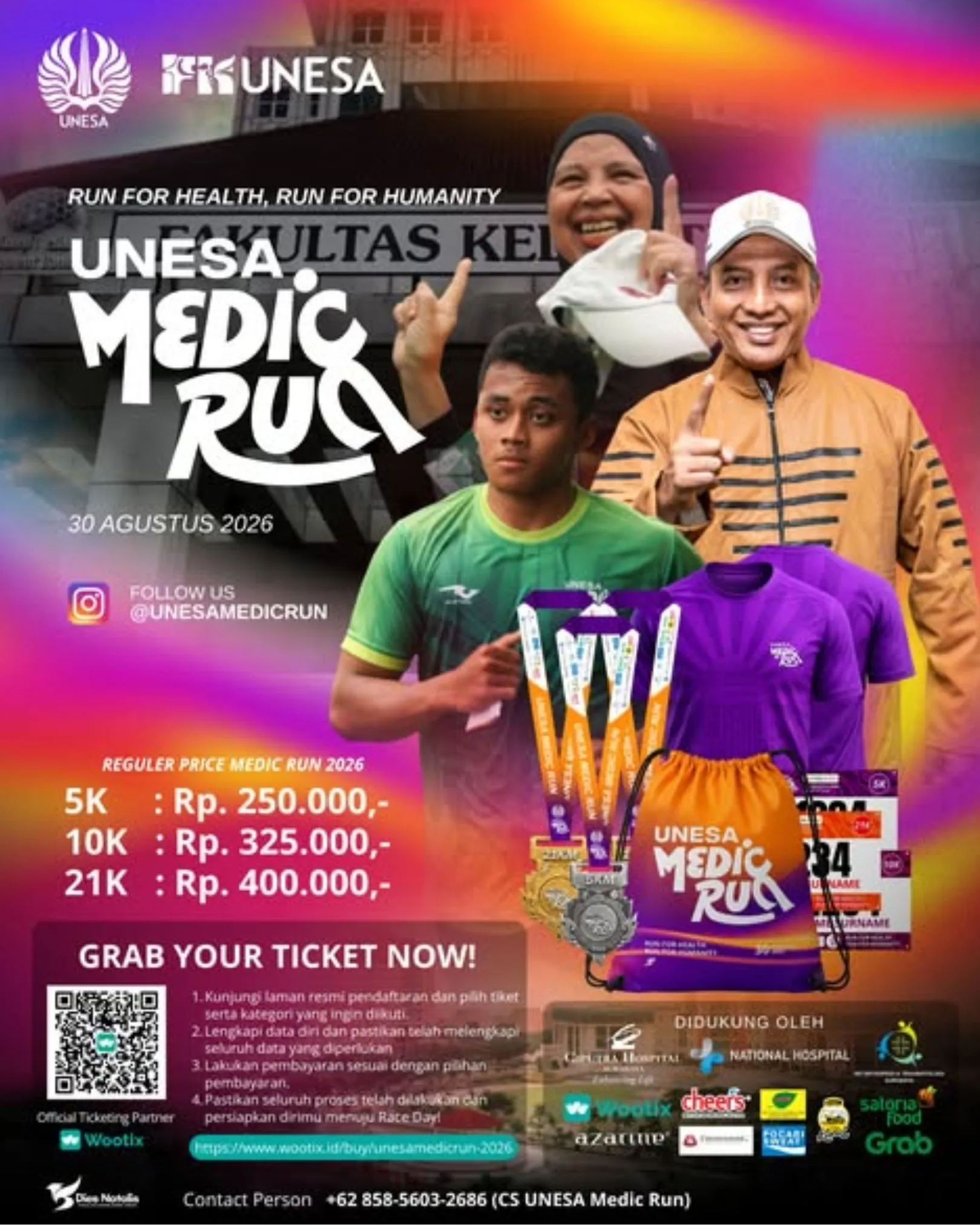 Poster event UNESA MedicRun 2026 di Surabaya pada Minggu, 30 Agu 2026