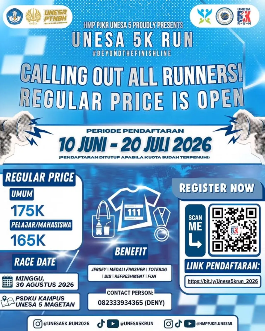 Poster event UNESA 5K Run 2026 di Magetan pada Minggu, 30 Agu 2026
