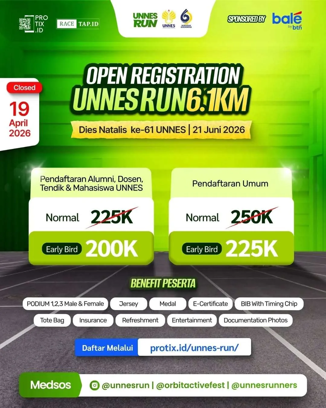 Poster event UNNES Run 2026 di Semarang pada Minggu, 21 Jun 2026