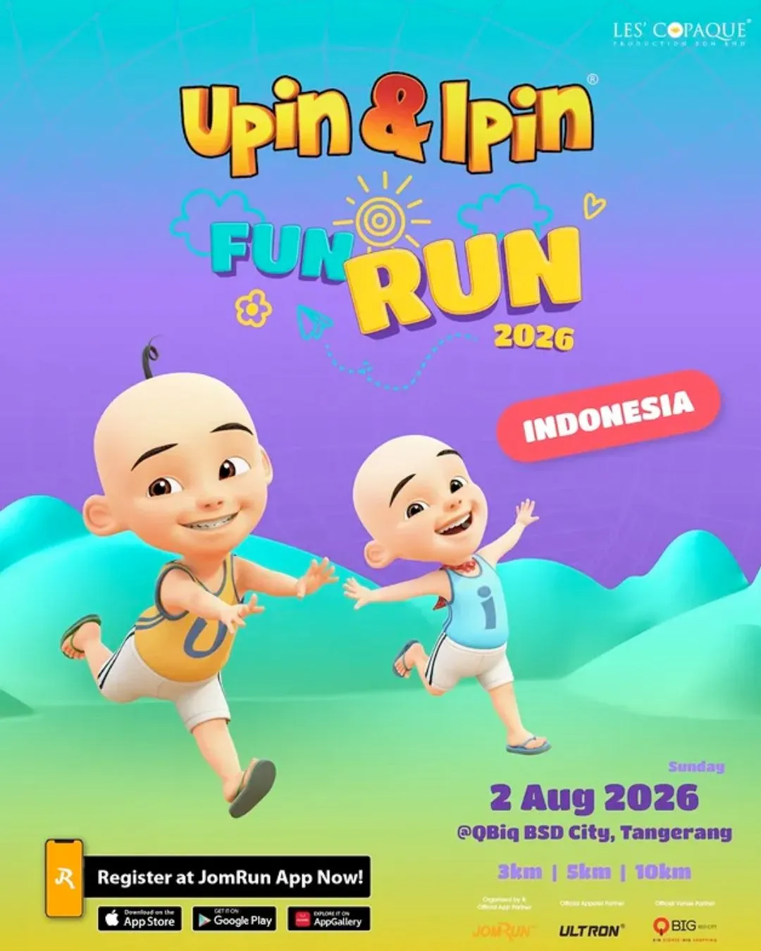 Poster event Upin & Ipin Fun Run 2026 di Tangerang pada Minggu, 2 Agu 2026