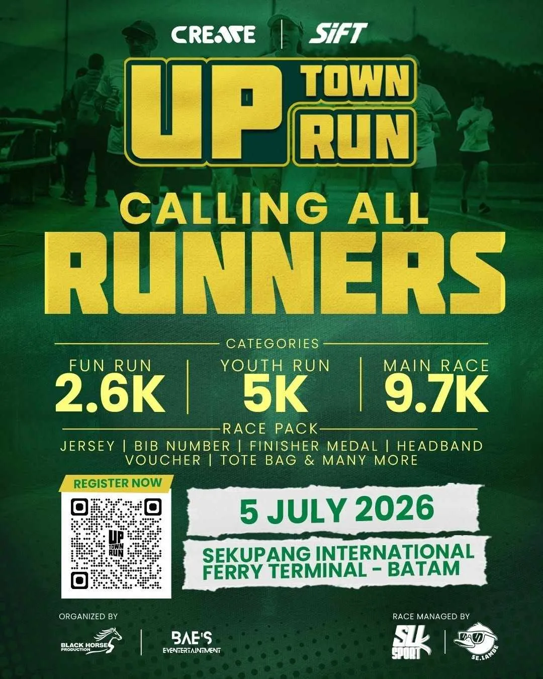 Poster event UPTOWN RUN 2026 di Batam pada Minggu, 5 Jul 2026