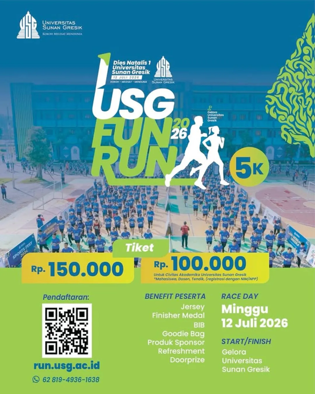 Poster event USG Fun Run 2026 di Gresik pada Minggu, 12 Jul 2026