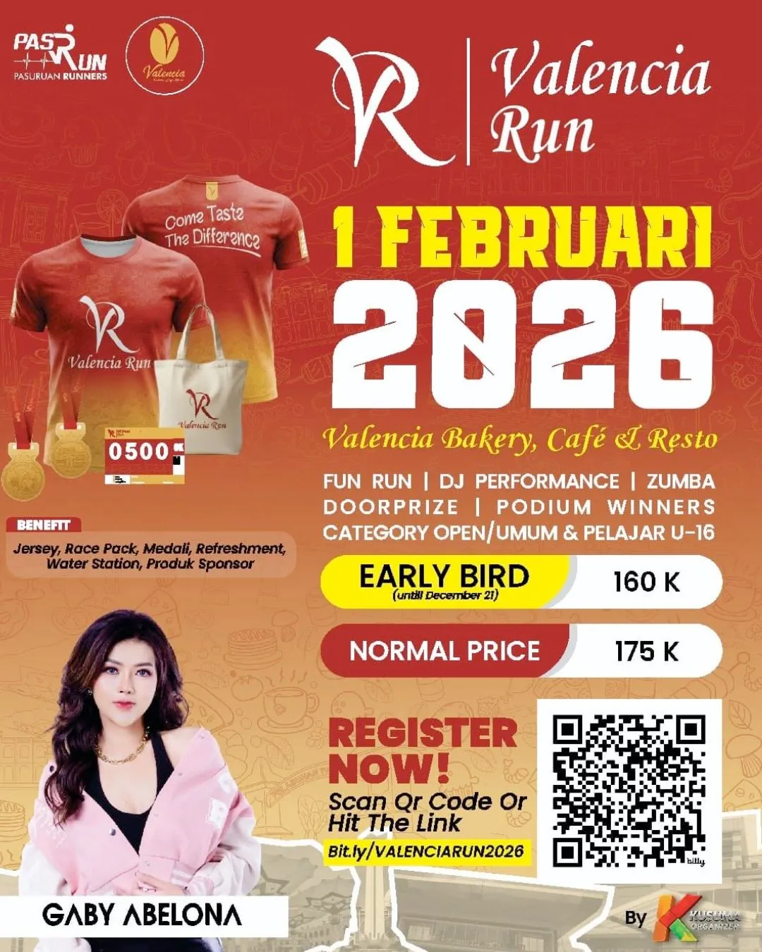 Poster event Valencia Run 2026 di Pasuruan pada Minggu, 1 Feb 2026