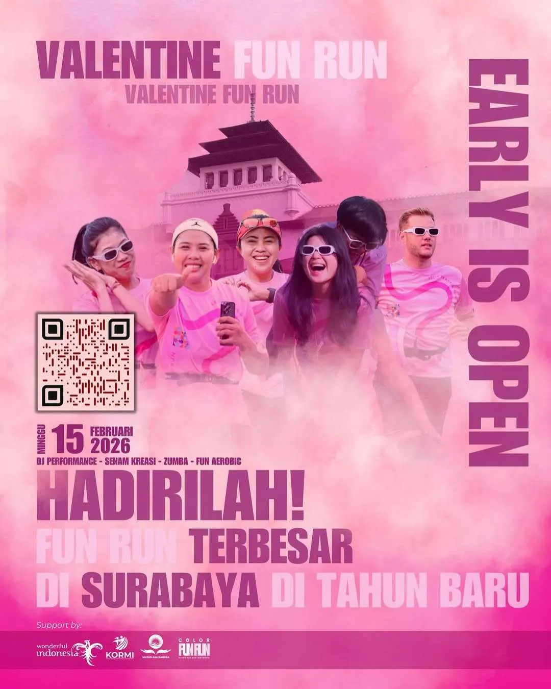 Poster event Valentine Fun Run 2026 di Surabaya pada Minggu, 15 Feb 2026
