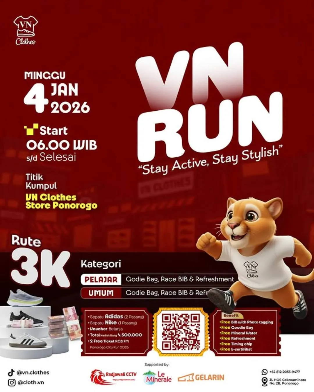 Poster event VN Run Ponorogo 2026 di Ponorogo pada Minggu, 4 Jan 2026