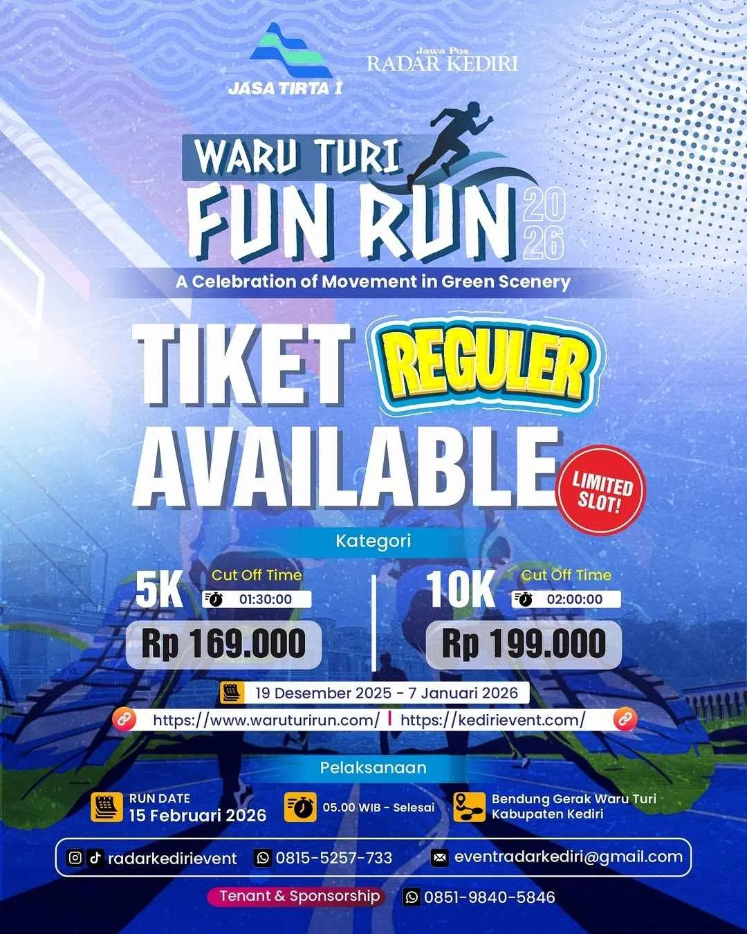 Poster event Waru Turi Fun Run 2026 di Kediri pada Minggu, 15 Feb 2026