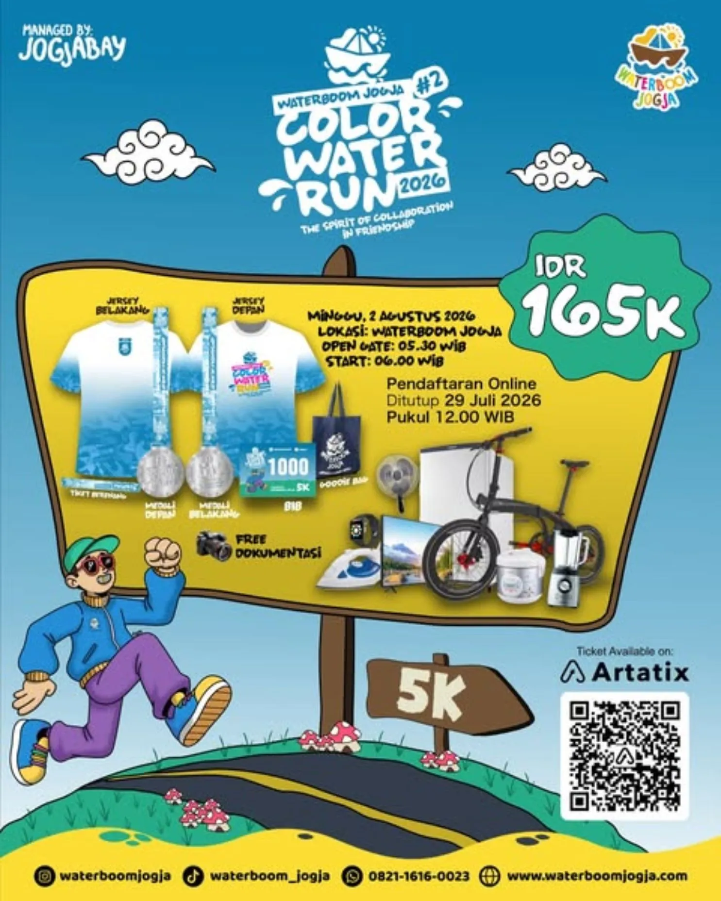 Poster event Waterboom Jogja Color Water Run 2026 di Sleman pada Minggu, 2 Agu 2026