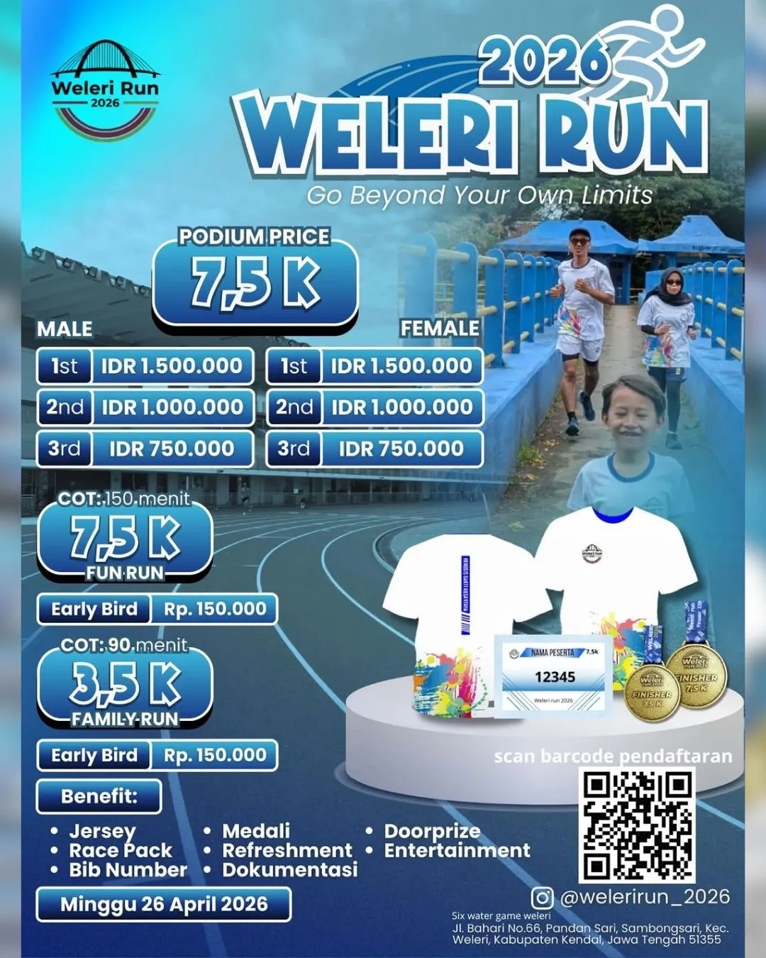 Poster event Weleri Run 2026 di Kendal pada Minggu, 26 Apr 2026