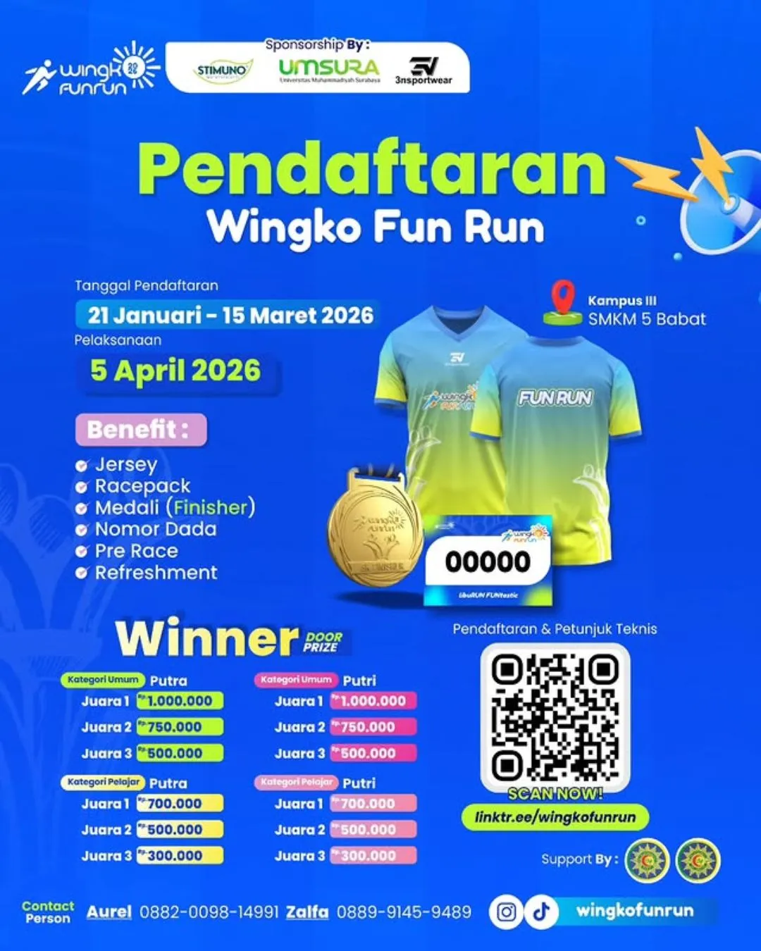 Poster event Wingko Fun Run 2026 di Lamongan pada Minggu, 5 Apr 2026