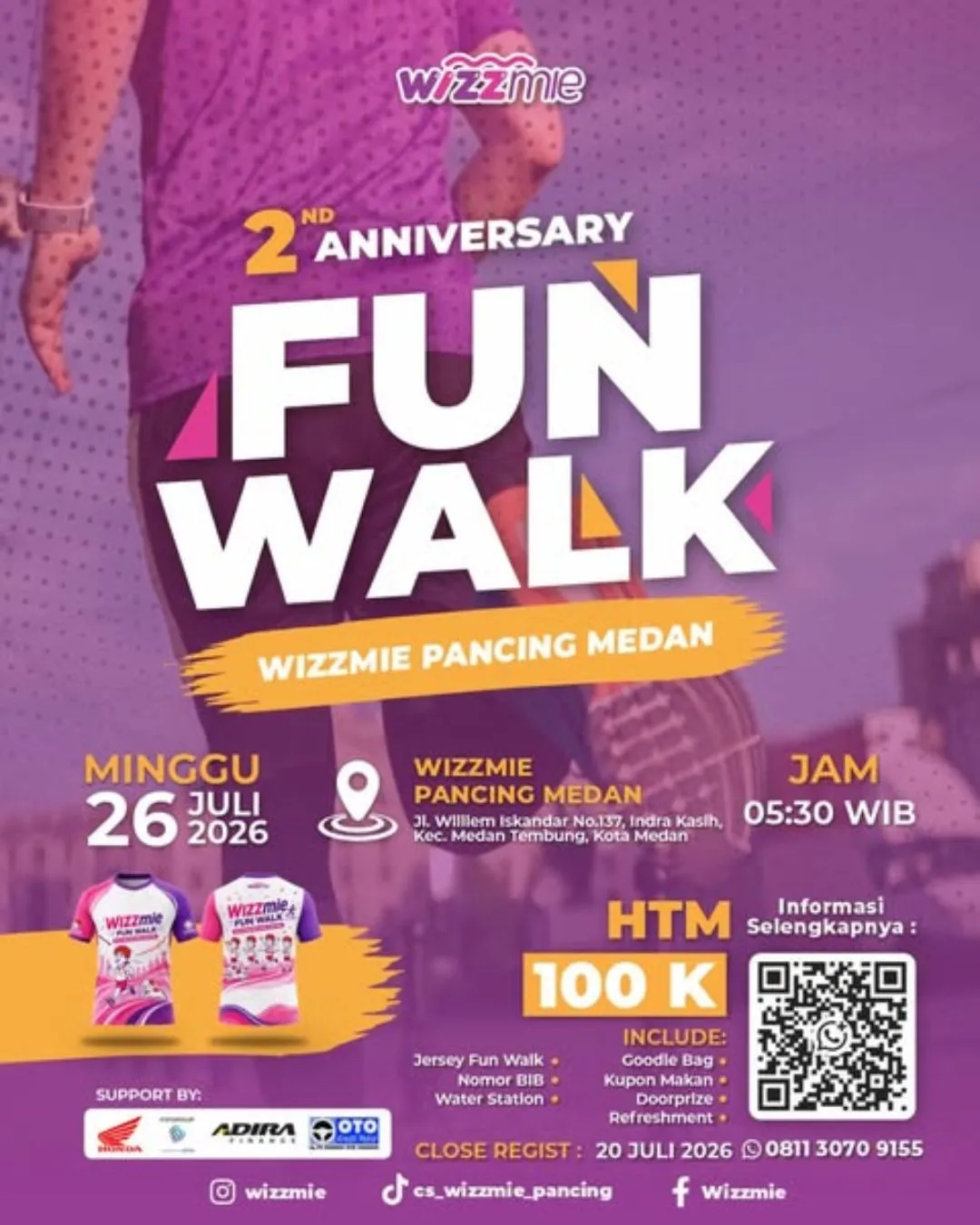 Poster event Wizzmie Fun Walk 2026 di Medan pada Minggu, 26 Jul 2026