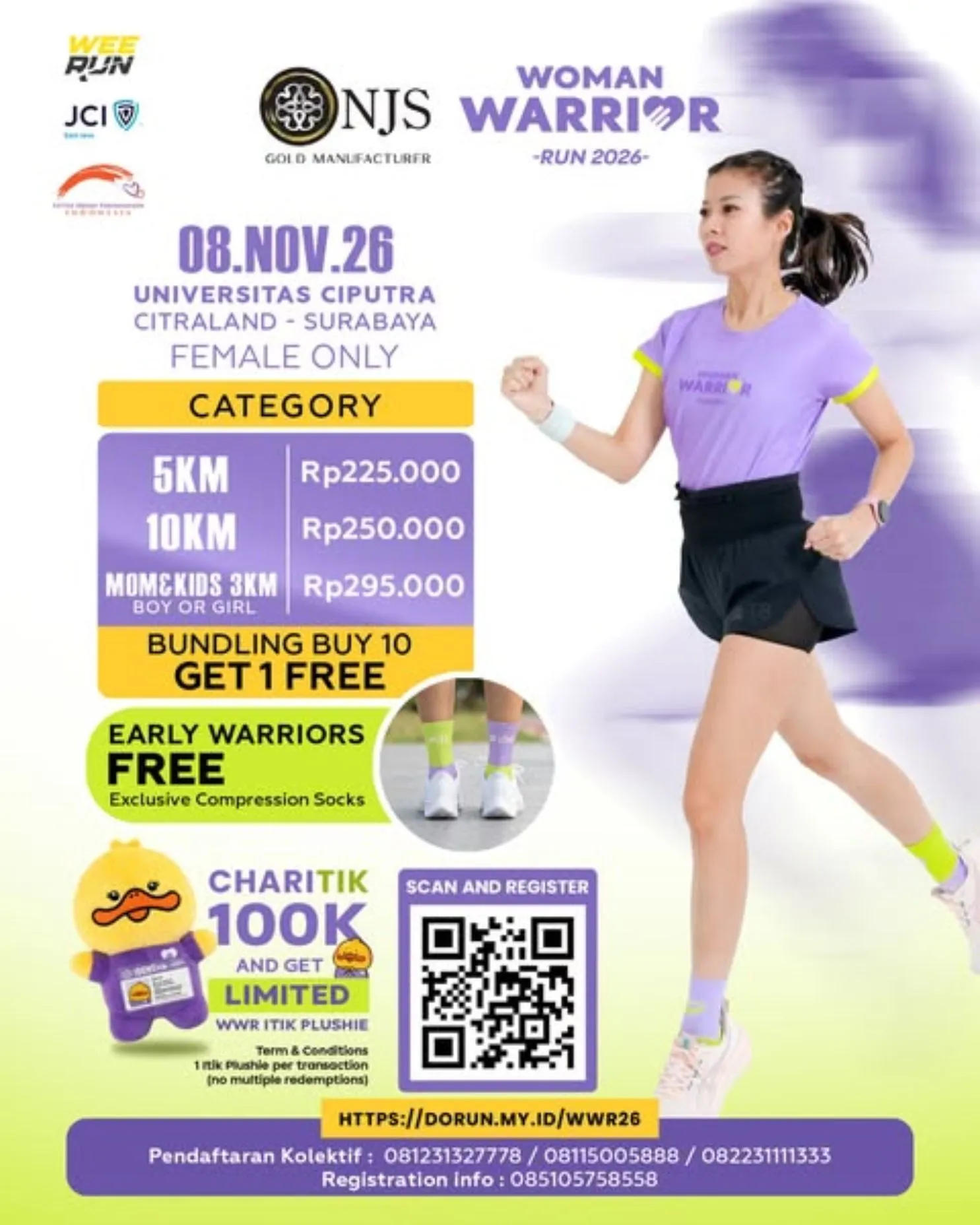 Poster event Woman Warrior Run 2026 di Surabaya pada Minggu, 8 Nov 2026